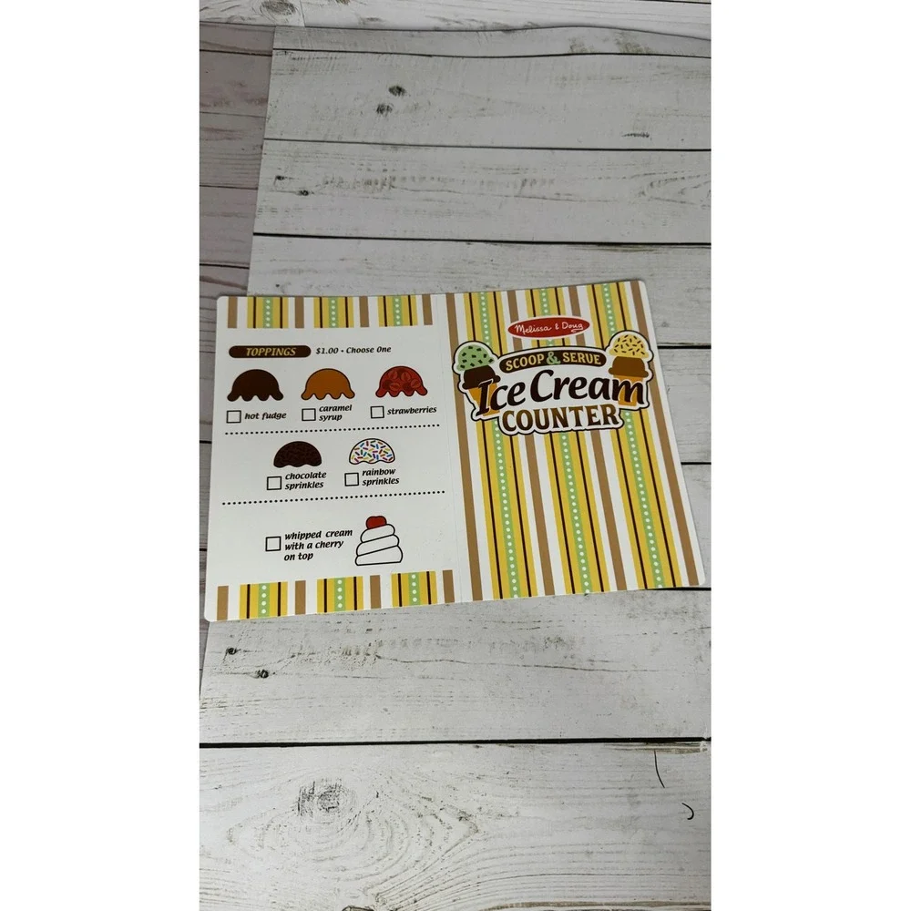 Melissa & Doug Scoop & Serve Ice Cream Counter Menu and Play‎ Money Replacement